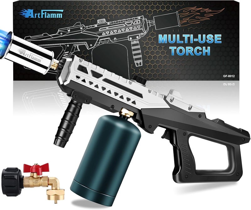 ARTFLAMM Torch Gun with Propane Refill Adapter - Powerful Grill & Cooking Torch - Culinary Blow Torch Sous Vide - Adjustable Flamethrower for BBQ, Campfire, Charcoal Wood(Tank Not Included) - Image 1